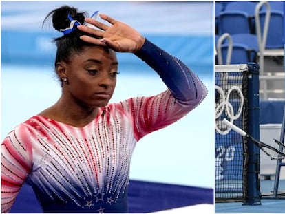 Simone Biles y Novak Djokovic en los Juegos Olímpicos de Tokio. 