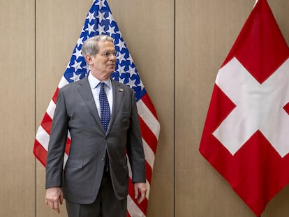 Scott Bessent, secretario del Tesoro, este viernes en Suiza, donde mañana se verá con los negociadores chinos para hablar de aranceles.