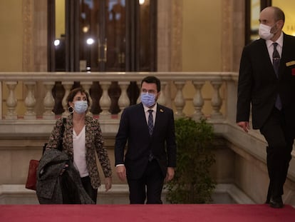 El presidente de la Generalitat, Pere Aragonès, este miércoles en el Parlament.