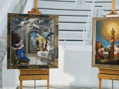 Las obras de El Greco y Goya en junio de 2017, cuando fueron depositados en el MNAC.