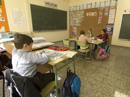 Niños en un centro de infantil y primaria de Galicia.