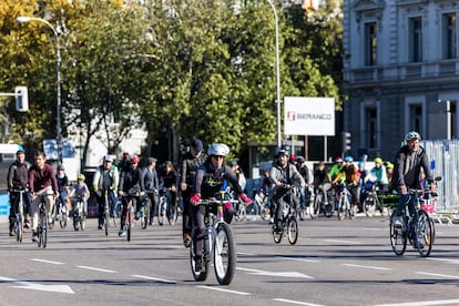 Decenas de ciclistas participan de una manifestación por la movilidad sostenible, el pasado noviembre en Madrid.