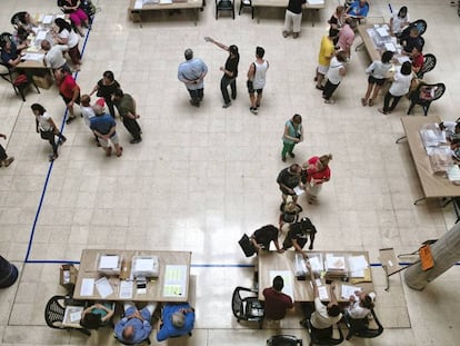 Un colegio electoral, en Palma, durante las elecciones generales de junio 2016.