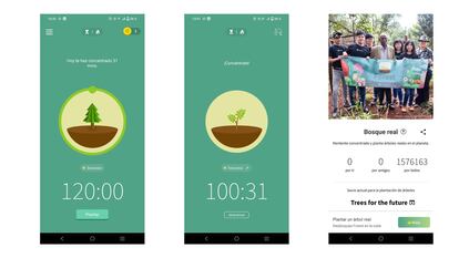 In the Forest app, the user plants a digital tree that grows if the cell phone is not touched.