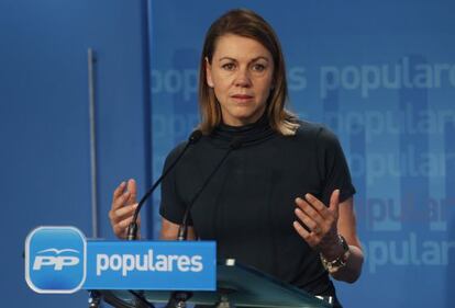 María Dolores de Cospedal, en un acto del PP en junio.
