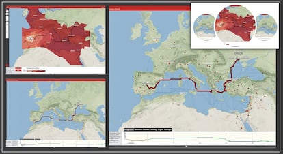 De Jersón (Ucrania) a Pozuelo (Madrid). Caminos romanos de solidaridad y encuentro de culturas. Rutas creadas con la página de ORBIS: The Stanford Geospatial Network Model of the Roman World