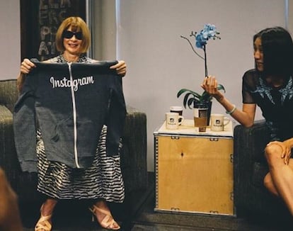 Anna Wintour y Eva Chen, en las oficinas de Instagram en Silicon Valley.