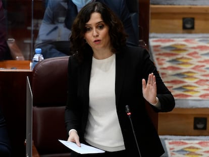 Isabel Díaz Ayuso, el pasado 10 de diciembre en la Asamblea de Madrid.