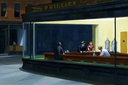 'Nighthawks', una de las obras más conocidas de Edward Hopper, en el Art Institute of Chicago.