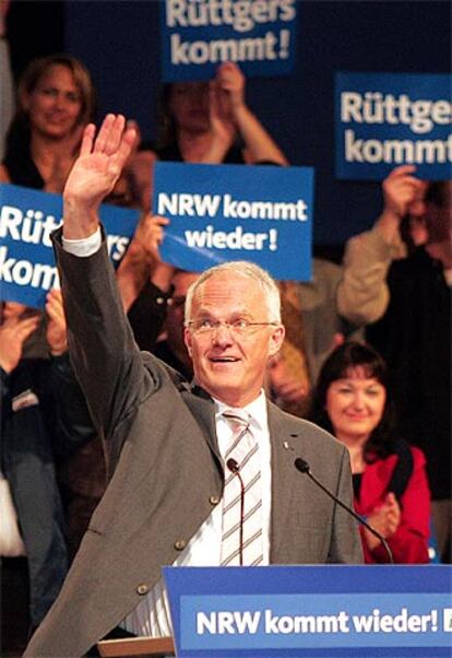 Jürgen Ruttgers, candidato del CDU, durante un mitin en Wuppertal.