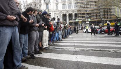 Protesta estudiantil contra el proceso de Bolonia en la plaza de Cibeles de Madrid