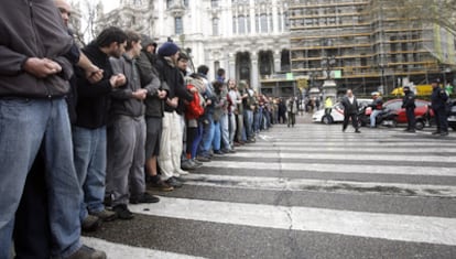 Protesta estudiantil contra el proceso de Bolonia en la plaza de Cibeles de Madrid
