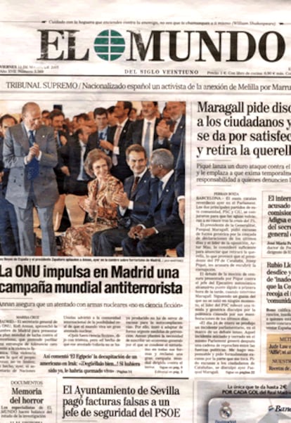 Los especialistas de <i>El Mundo</i> hacen balance del estado de la investigación en unos documentos titulados: "Memoria del horror". En su editorial afirma que "el 11-M es el atentado más terrible de nuestra Historia, pero también es algo más: será recordado como un punto de inflexión en la turbulenta trayectoria de este país (...).