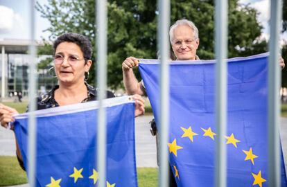 Opositores a la salida del Reino Unido de la UE protestan en Berlín el pasado día 21