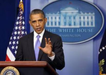 El presidente estadounidense Barack Obama este 16 de octubre de 2013 en la Casa Blanca en Washington (Estados Unidos).