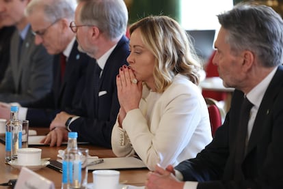 La primera ministra italiana, Giorgia Meloni, durante la reunión. 