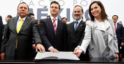 Firma del pacto por M&eacute;xico, en diciembre de 2012.