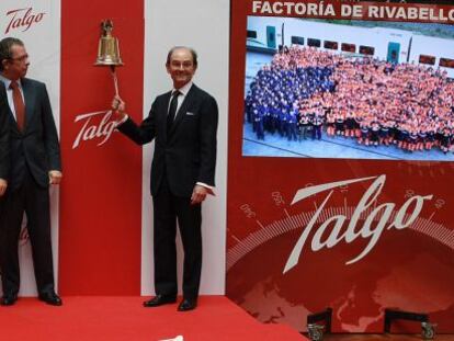 Los directivos de Talgo durante la salida a Bolsa de la empresa