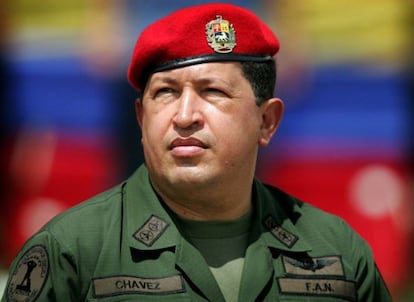 Hugo Chávez attending a military parade in Caracas in 2005.