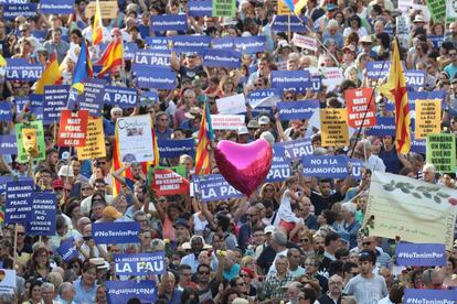 La manifestació contra el terrorisme a Barcelona.