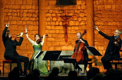El Cuarteto Casals, durante su actuaci&oacute;n en la Schubertiada de Vilabertran.