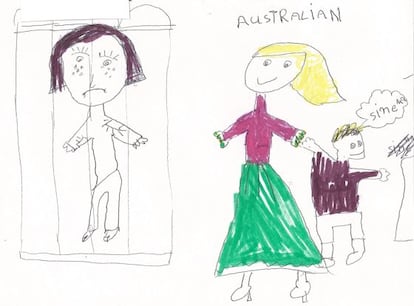 Dibujo de un niño en uno de los centros de detención para demandantes de asilo del gobierno australiano. Este dibujo forma parte del informe 'Los niños olvidados que la Comisión de Derechos Humanos de Australia elaboró en 2014'.