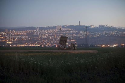 Una batería del escudo de misiles de Israel, en la frontera con Líbano.