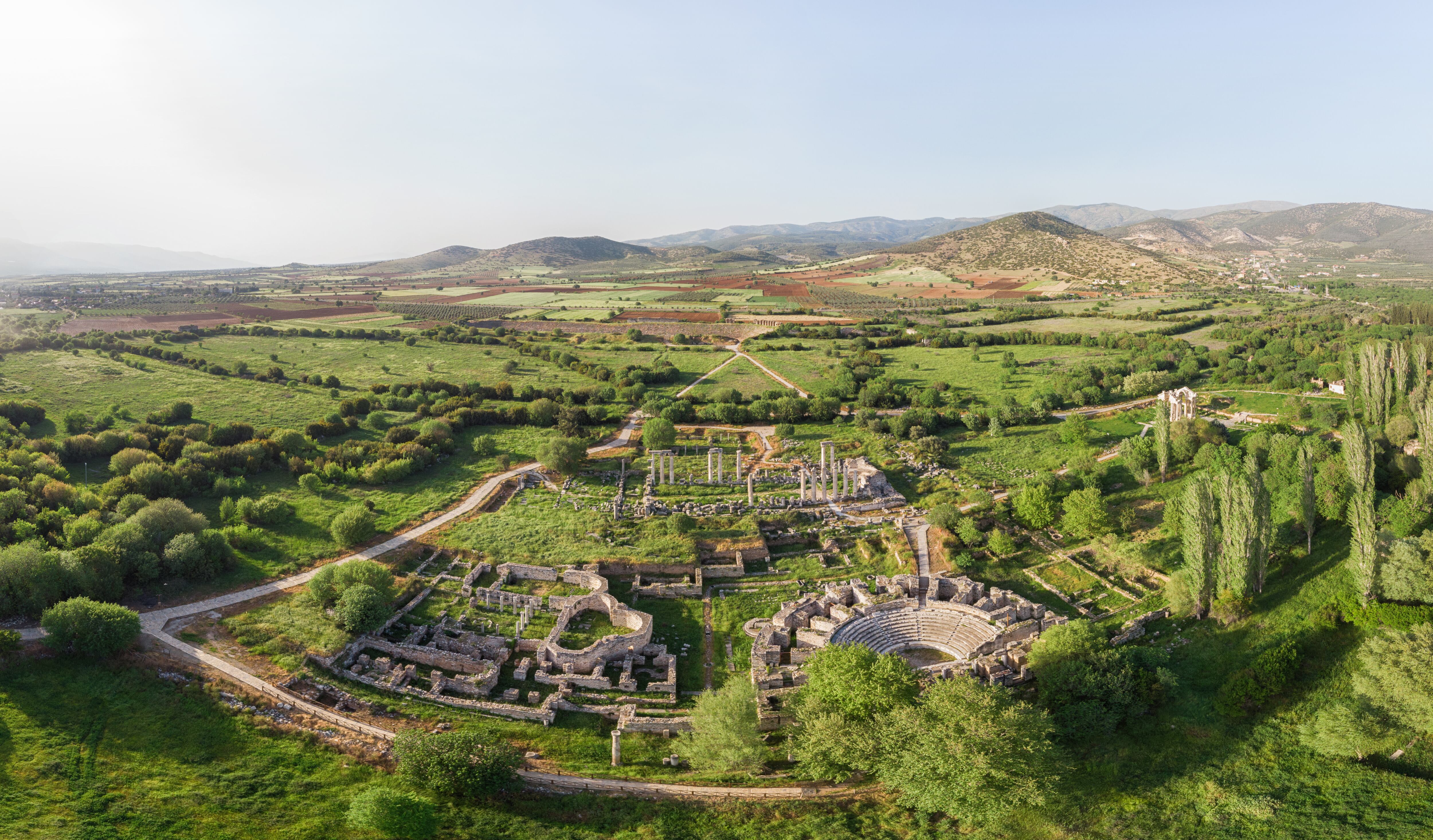 Vista aérea de la antigua ciudad de Afrodisias.