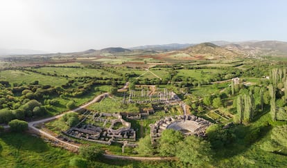 Vista aérea de la antigua ciudad de Afrodisias.