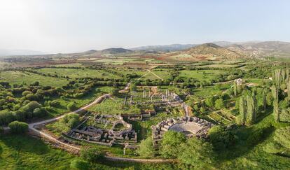 Vista aérea de la antigua ciudad de Afrodisias.