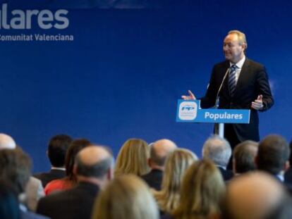 Alberto Fabra, durante su intervenci&oacute;n en la jornada interparlamentaria del PP valenciano.