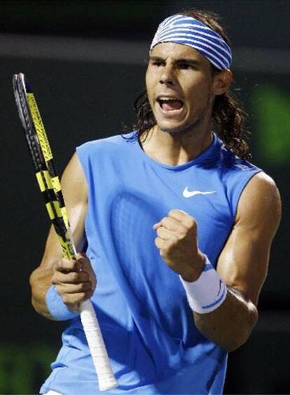 Rafa Nadal celebra su victoria ante Nicolas Kiefer