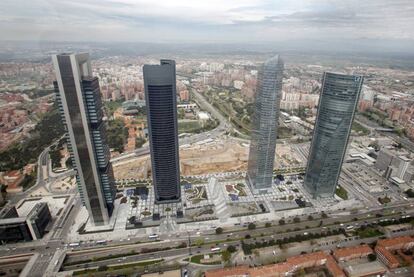 Vista aérea de la zona empresarial de Madrid.