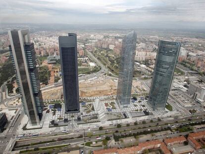 Vista aérea de la zona empresarial de Madrid.