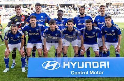 El equipo del Lleida CF. en un partido el 14 de abril.