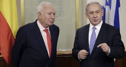 García-Margallo y Netanyahu este miércoles en Jerusalén.