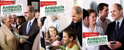Tres de las imágenes de Chaves que utilizará el PSOE en la campaña electoral.