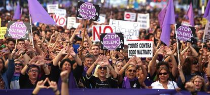 Manifestación contra la violencia machista en Madrid.