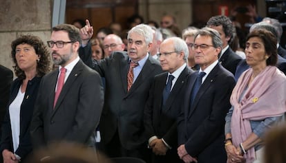 Los expresdients de la Generalitat Pasqual Maragall, José Montilla y Artur Mas.