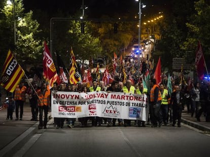 La plantilla de Inovyn protesta en Martorell.