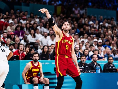 El capitán de la selección española masculina de baloncesto Rudy Fernández, en los Juegos de París.