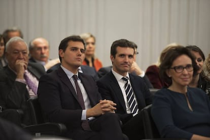 Pablo Casado y Albert Rivera, en acto  en Madrid. 