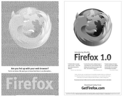 El anuncio de Firefox recoge los nombres de las 10.000 personas que lo han pagado.