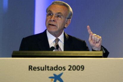 Isidre Fainé en la presentación de resultados de la Caixa.