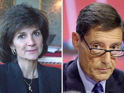 Patricia Russo, de Lucent, y Serge Tchuruk, de Alcatel.