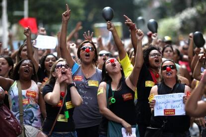 Una protesta por la educaci&oacute;n en R&iacute;o de Janeiro.