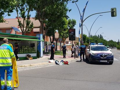 Un usuario de un patinete herido muy grave al chocar contra un puesto en Getafe (Madrid) el pasado 13 de junio.