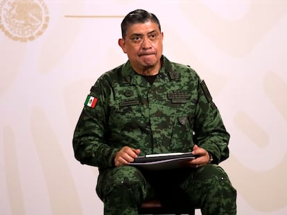 El secretario de Defensa Nacional, Luis Crescencio Sandoval, durante una conferencia de prensa en agosto, en Ciudad de México.