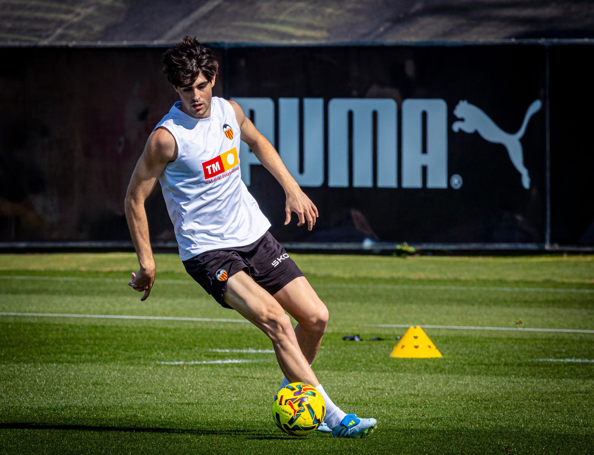 Javi Guerra, en un entrenamiento.