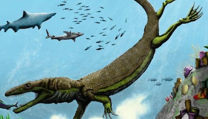 Ilustración del 'Carentonosaurus' realizada por el paleontólogo Daniel Hontecillas.